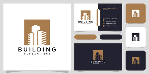 building real estate logo design vector and business card