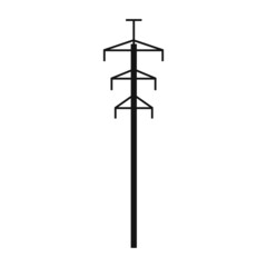 Electric tower. A power line support is a structure for holding wires. Support of an overhead power transmission line. Vector illustration isolated on a white background for design and web.