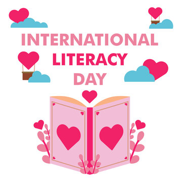 international literacy day illustration. romantic book illustration design