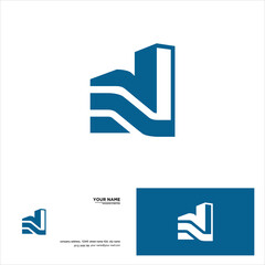 creative simple logo design letter N building