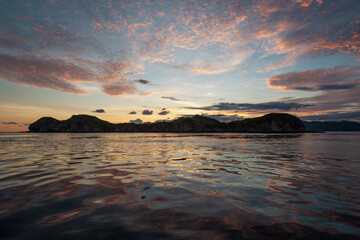 The hills of Padar islands during sunset