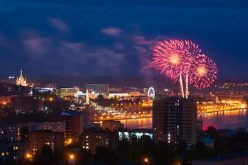 fireworks over the city of Izhevsk