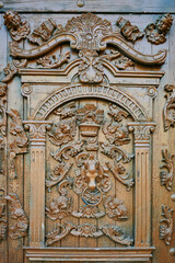 Fototapeta na wymiar Detail of the ancient door in the Way of St James, Santo Domingo de la Calzada, La Rioja, Spain, Europe