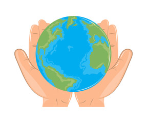 hands holds world map