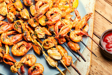 Grilled shrimp on a skewer