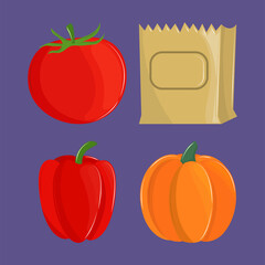 fresh vegetables set