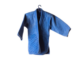 blue judo kimono isolated on white background