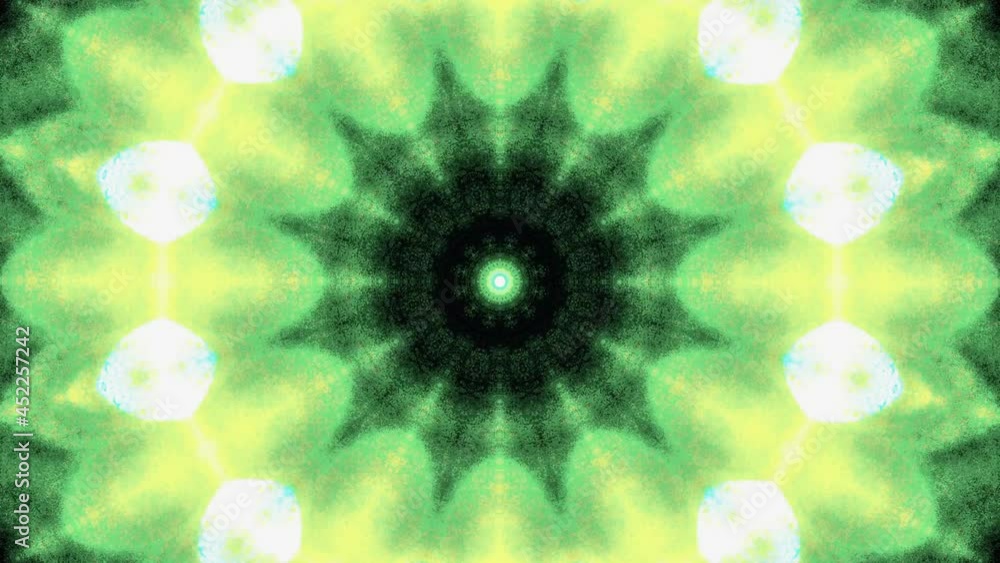 Aufkleber abstract glow light green kaleidoscope sequence patterns loop. 4k abstract motion graphics backgroun