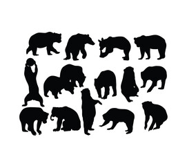 Bear Set Silhouettes, art vector design	