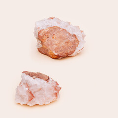 Beautiful stone calcite mineral. Natural translucent gemstone solid.