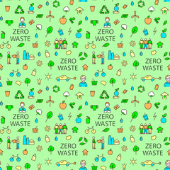 Zero waste idea vector color icon. Conceptual seamless pattern with flat illustrations. Vector isolated illustration