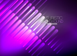 Bright neon color techno abstract background, shiny glowing neon lines in the dark background