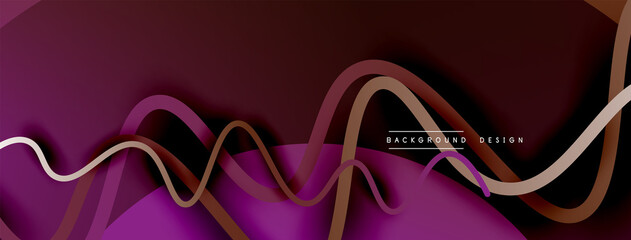 Abstract gradient background with wave line with shadow effect. Geometric composition. 3D shadow effects and fluid gradients