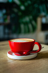 cappuccino in the red cup