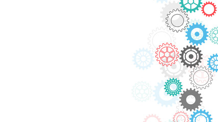 Cogs and gear wheel mechanisms. Concepts and ideas for hi-tech digital technology and engineering design. Abstract technical background of mechanical engineering
