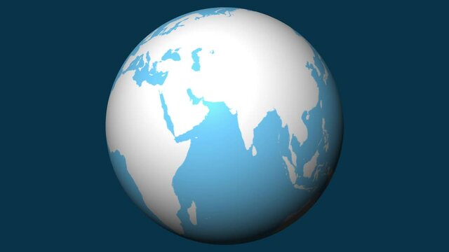 Afghanistan on the globe. Outline. Animation  of map of Afghanistan with location capital Kabul.  Globe. Video. MP4. ten seconds.