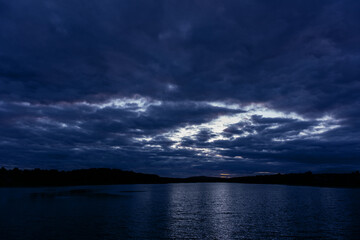 beautiful clouds during sunset over the lake