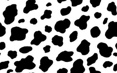 Abstract modern dalmatian fur seamless pattern. Animals trendy background. Black and white decorative vector illustration for print, card, postcard, fabric, textile. Modern ornament of stylized skin