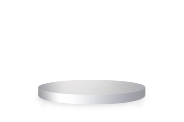 Shiny grey round pedestal podium.3d render. 3d illustration. Futuristic background can be add on banners flyers ro web. 3d render. Copy space for text