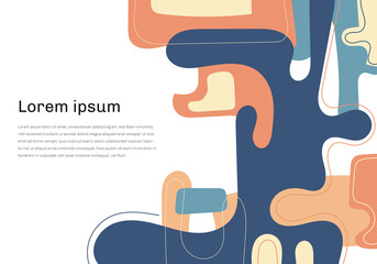 Obraz premium Abstract modern template hand drawn blue and orange organic dynamic shapes elements compositions of colored lines on white background