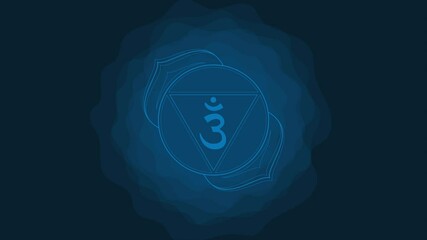 Sacral chakra of ajna sign. Icon with rounded circle smoke aura. Yoga symbol. Animated shape motion graphic video