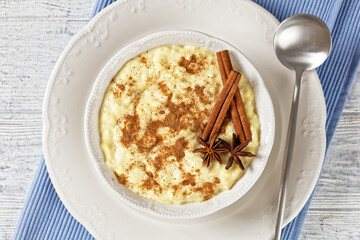 sweet rice pudding with cinnamon and anise star