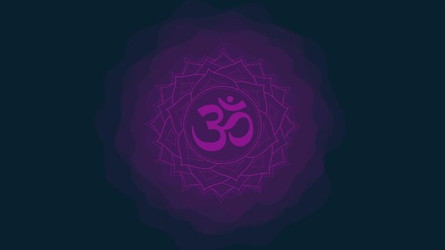 Sacral chakra of sahasrara sign. Icon with rounded circle smoke aura. Yoga symbol. Animated shape motion graphic video