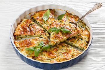 Scarpaccia, italian zucchini tart in a baking dish