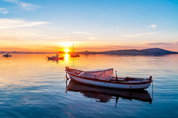 Fototapeta premium The sunset of Ayvalik in Aegean Sea