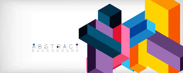 Abstract background. 3d cubes, cubic elements and blocks. Techno or business concept for wallpaper, banner, background, landing page