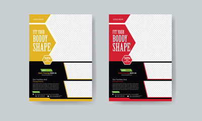 Fitness Flyer Layout A4 layout in read & yellow color flyer template