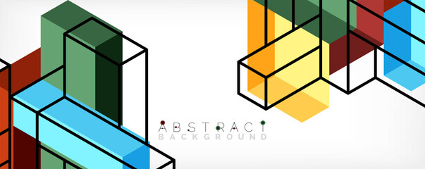 Abstract background. 3d cubes, cubic elements and blocks. Techno or business concept for wallpaper, banner, background, landing page