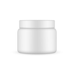 Blank Cosmetic Jar Mockup, Front View, Isolated on White Background. Vector Illustration