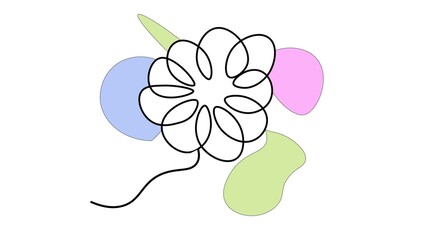 Flower One Line Drawing. Continuous Line of Simple Flower . Abstract Contemporary Botanical Design Template for Minimalist Covers, t-Shirt Print, Postcard, Banner and also used in Posters.