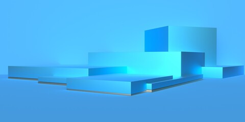 3D rendering of blue geometry background