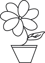 Beautiful flower with a leaf in a pot decorative for poster and banner one line continuous drawing style