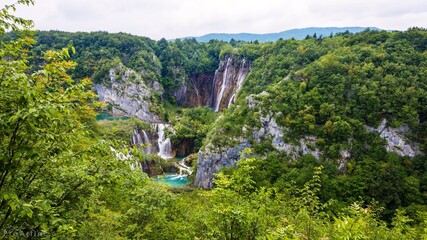 Fototapeta na wymiar Fascinating views of the most beautiful waterfalls from around the world. The beauty of the waterfalls.