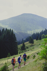 Fototapeta na wymiar hikers in the mountains