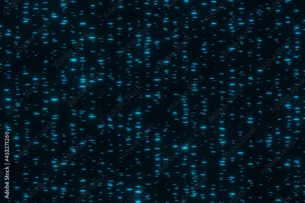 Poster abstract digital glowing matrix blue light streaks moving techno background 3d rendering