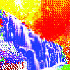 Creative mosaic pattern colored squares. Colored art festival abstract pixel background. RGB pattern. Mosaic colorful beautiful tiles. Modern art color pattern ornament decorative illustration.