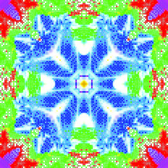 Creative mosaic pattern colored squares. Colored art festival abstract pixel symmetrical background. RGB pattern.  Colorful beautiful tiles. Modern art color pattern ornament decorative illustration.