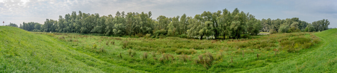 Fototapeta na wymiar View over Nature Reserve Gelderse Poort along Waal/Rhine River near Pannerden in The Netherlands