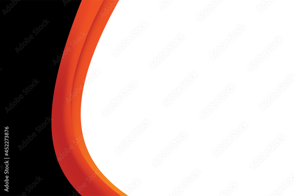 Poster abstract smooth orange curvy background design template vector, black orange background element with