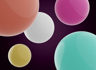 3d rendering Spheres Abstract background glossy color bubbles color background