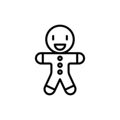 Gingerbread cookie thin line icon. Modern vector illustration of Christmas bakery.