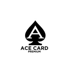 premium ace card black vector logo icon design