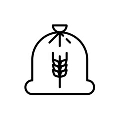 Bag of flour thin line icon. Modern vector illustration of organic cereal.