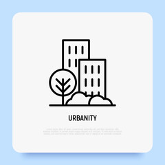 Urban landscape thin line icon, city infrastructure. Modern vector illustration.