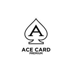 premium ace card black line vector logo icon design