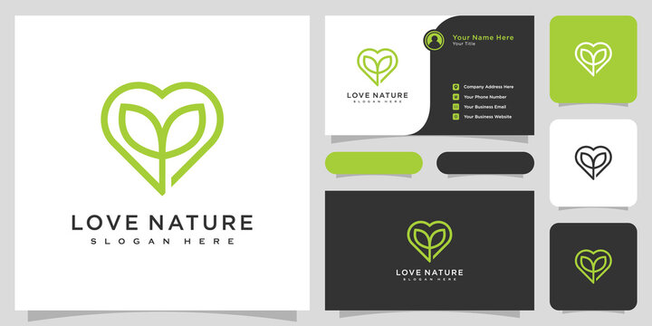 love nature logo vector design and business card